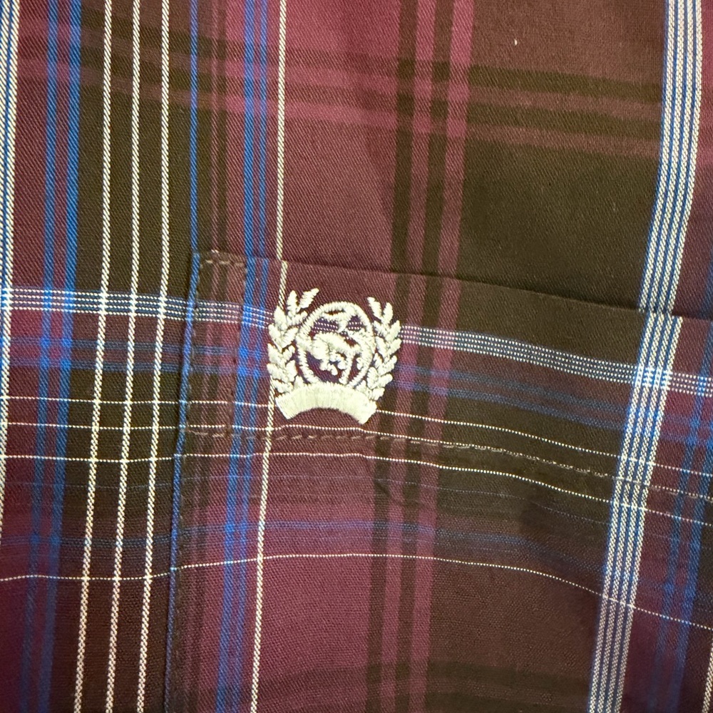 Cinch Burgundy and Blue Plaid Shirt Boys 14 XL